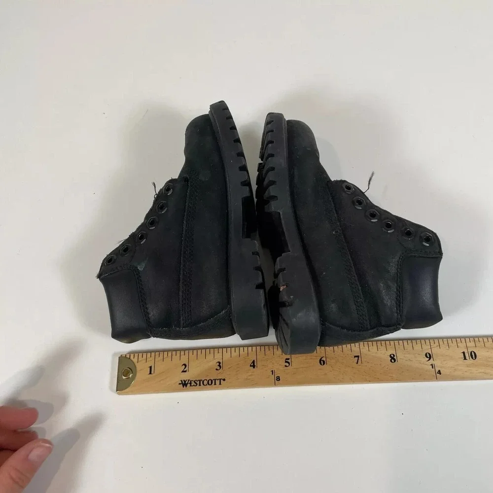 Timberland Toddler Premium 6 Inch Waterproof Black Leather Boots 9 Lace Up 12807